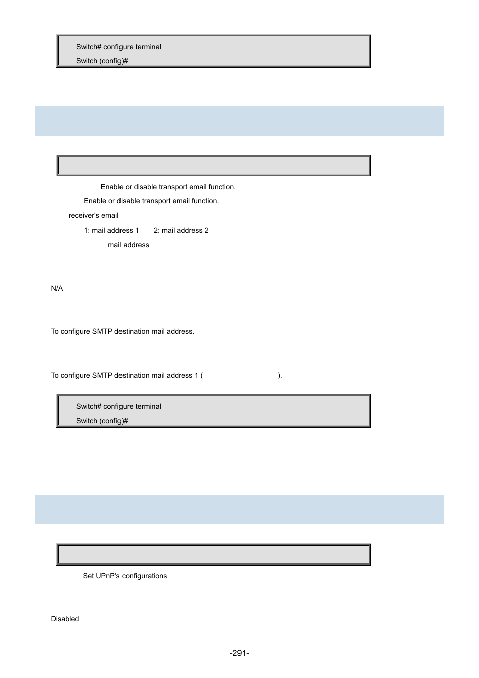 183 transport email to, 184 upnp | Interlogix NS3702-24P-4S Command Line Guide User Manual | Page 291 / 405