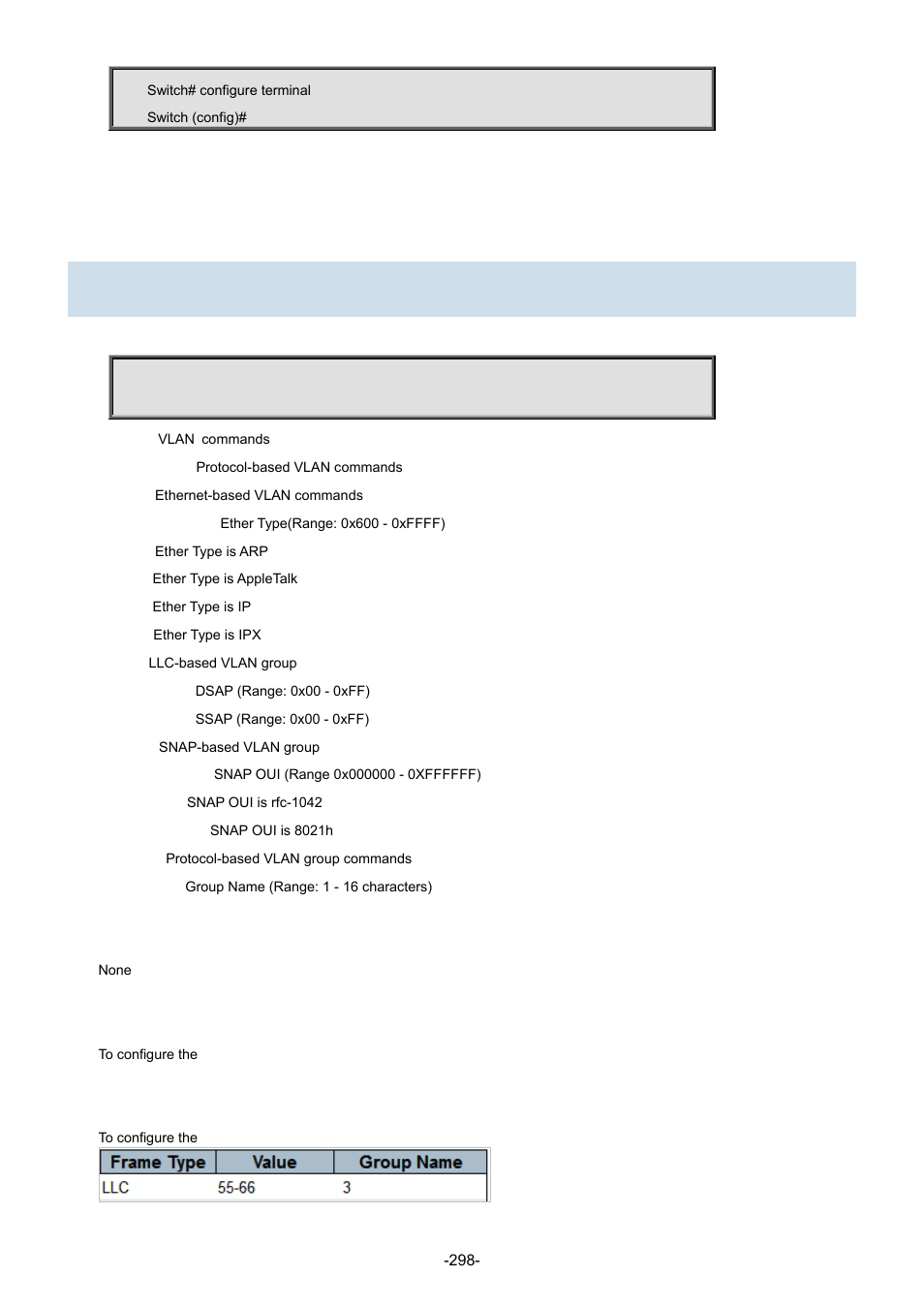 190 vlan protocol | Interlogix NS3702-24P-4S Command Line Guide User Manual | Page 298 / 405