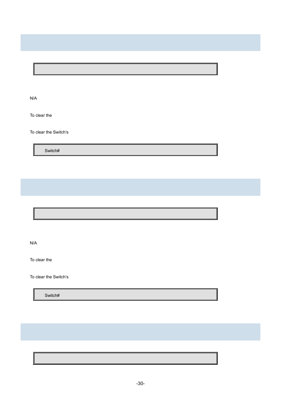 8 clear ip dhcp detailed statistics server, 9 clear ip dhcp detailed statistics snooping, 10 clear ip dhcp relay statistics | Interlogix NS3702-24P-4S Command Line Guide User Manual | Page 30 / 405