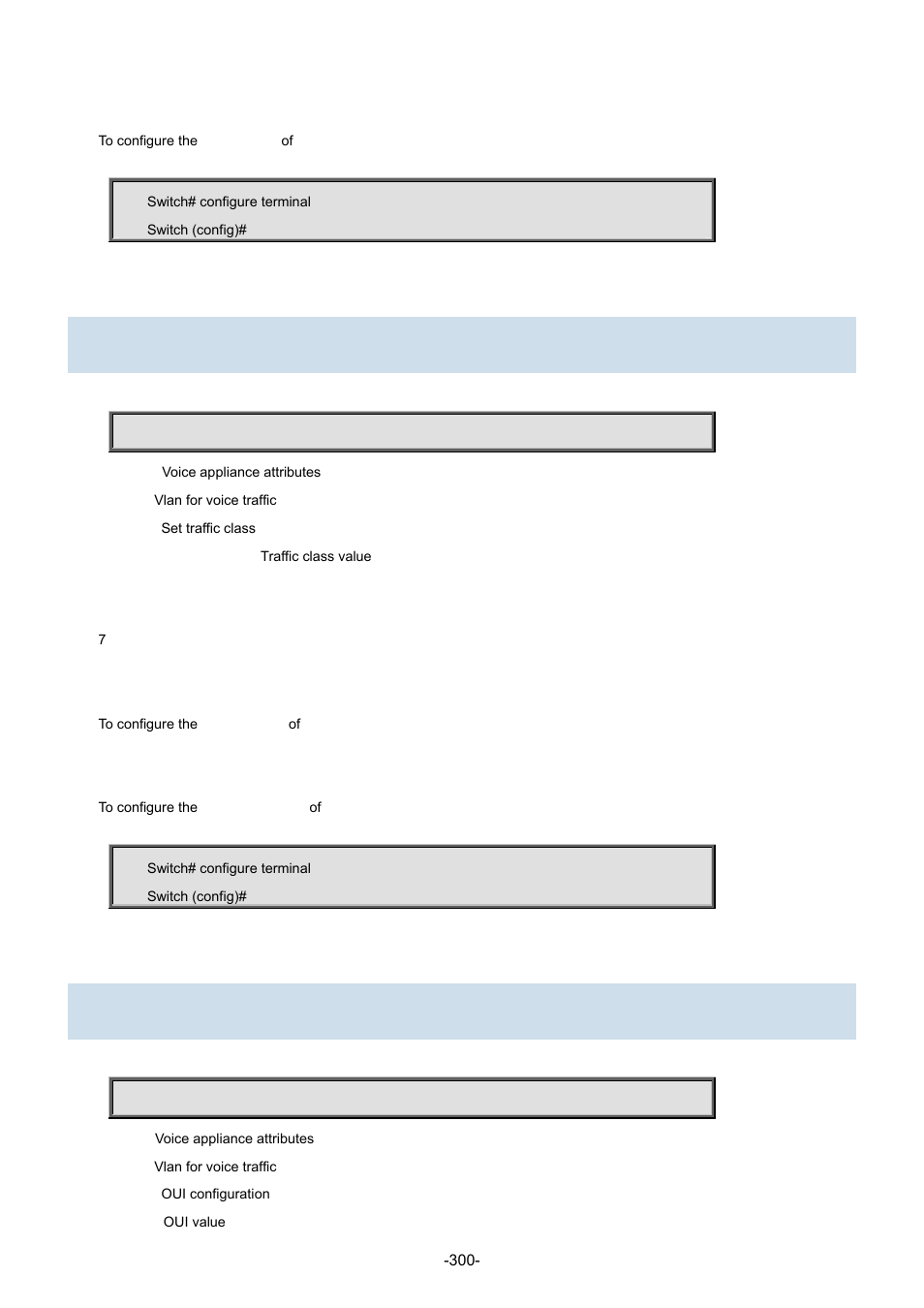 193 voice vlan class, 194 voice vlan oui | Interlogix NS3702-24P-4S Command Line Guide User Manual | Page 300 / 405