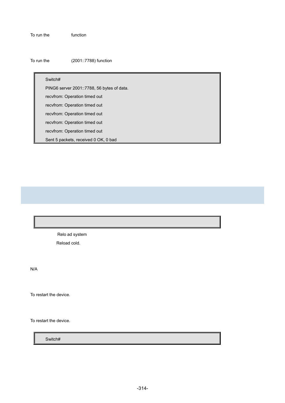 18 reload, 1 reload cold | Interlogix NS3702-24P-4S Command Line Guide User Manual | Page 314 / 405