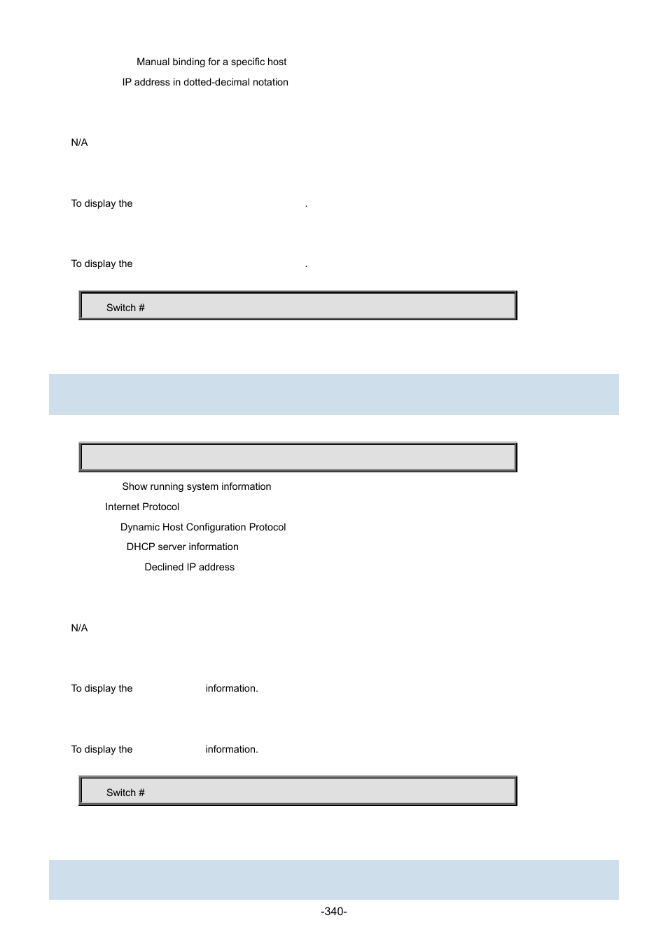 30 show ip dhcp server declined-ip (gg), 31 show ip dhcp server statistics | Interlogix NS3702-24P-4S Command Line Guide User Manual | Page 340 / 405