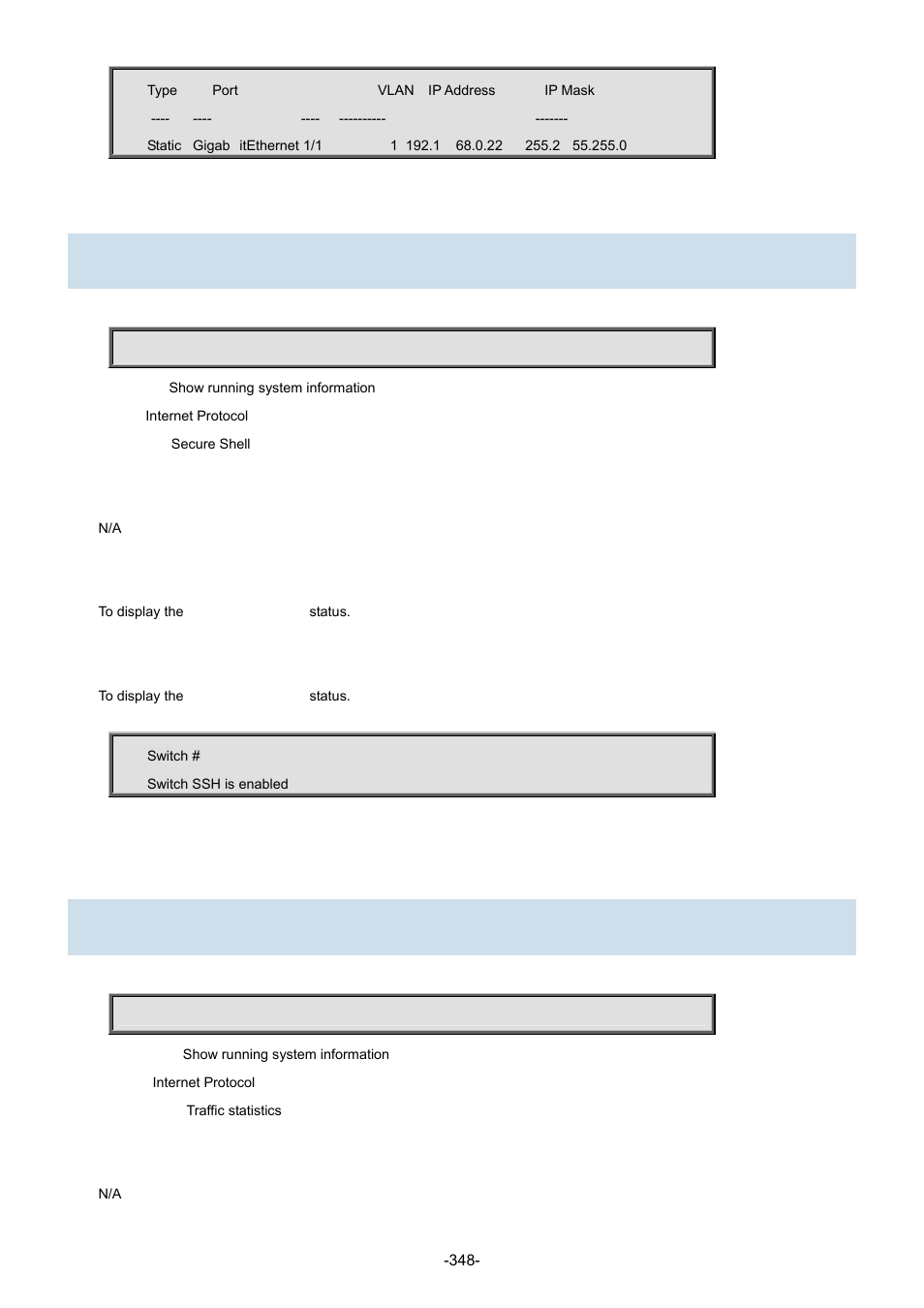 41 show ip ssh, 42 show ip statistics | Interlogix NS3702-24P-4S Command Line Guide User Manual | Page 348 / 405