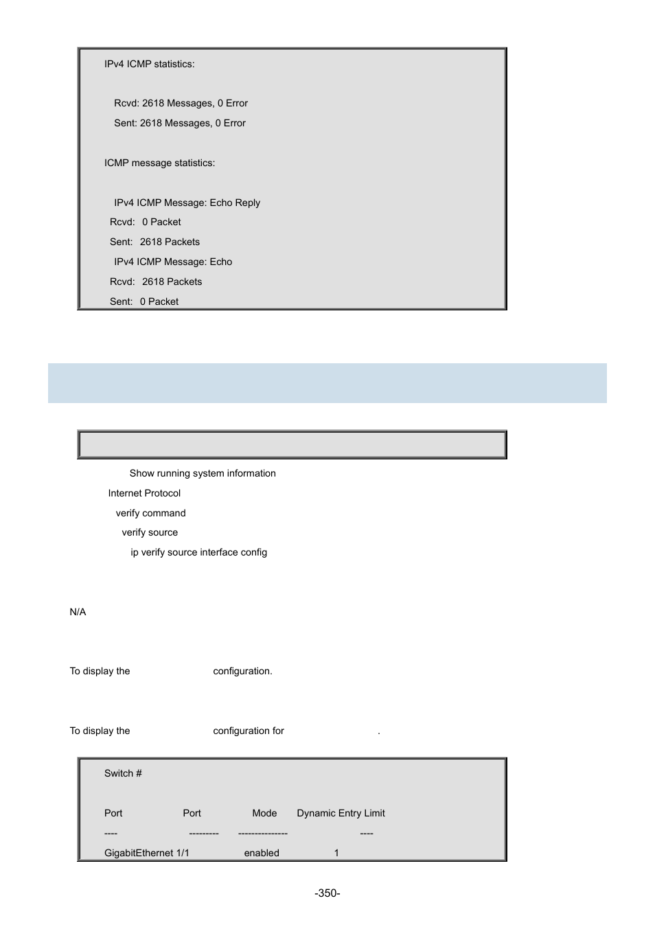 43 show ip verify source | Interlogix NS3702-24P-4S Command Line Guide User Manual | Page 350 / 405