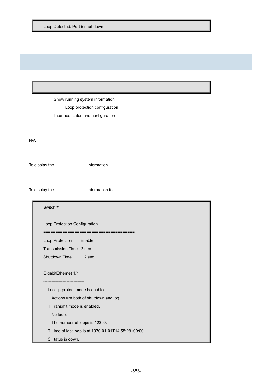 59 show loop-protect | Interlogix NS3702-24P-4S Command Line Guide User Manual | Page 363 / 405