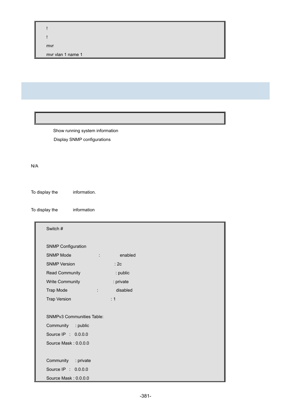 80 show snmp | Interlogix NS3702-24P-4S Command Line Guide User Manual | Page 381 / 405