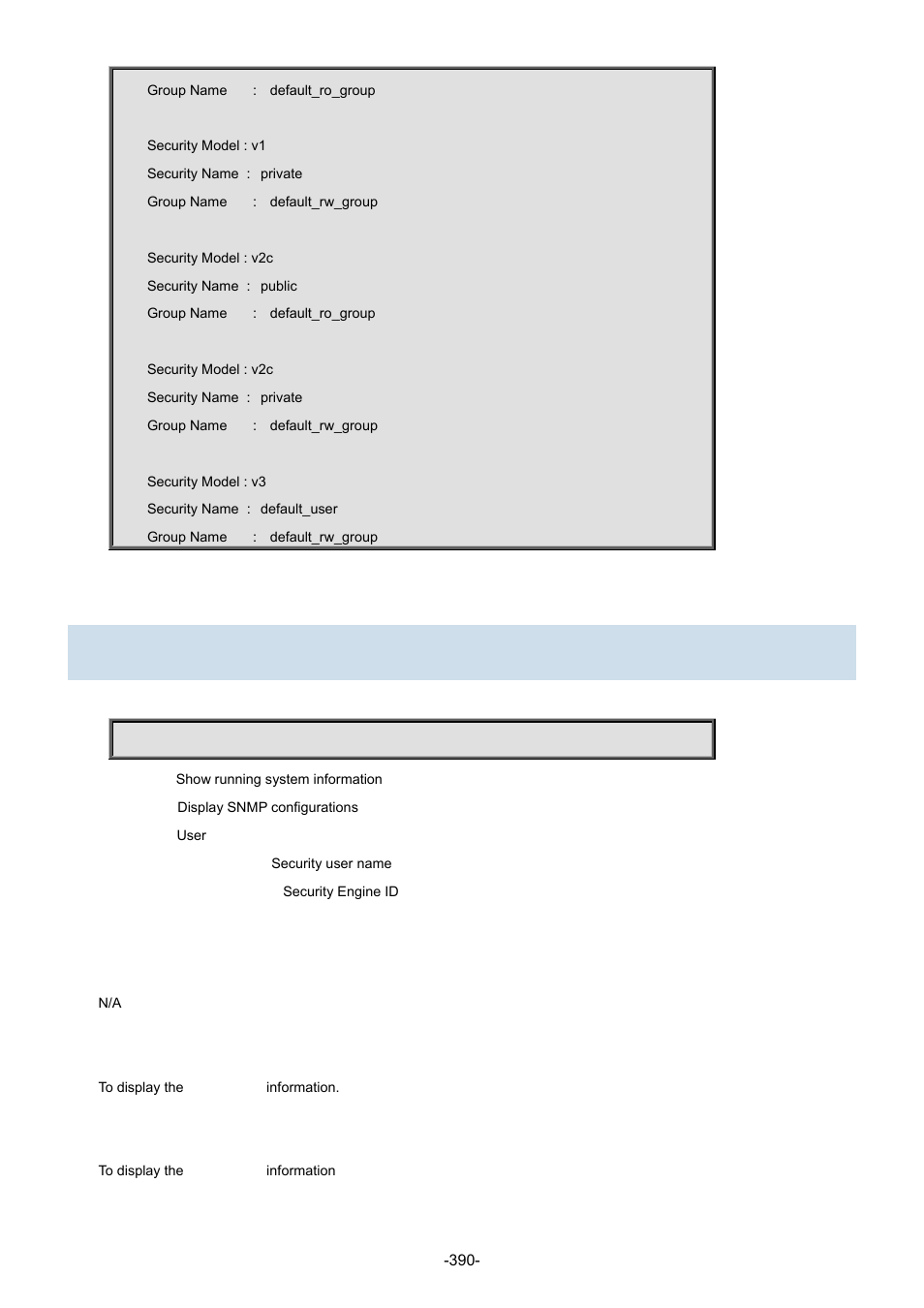 87 show snmp user | Interlogix NS3702-24P-4S Command Line Guide User Manual | Page 390 / 405