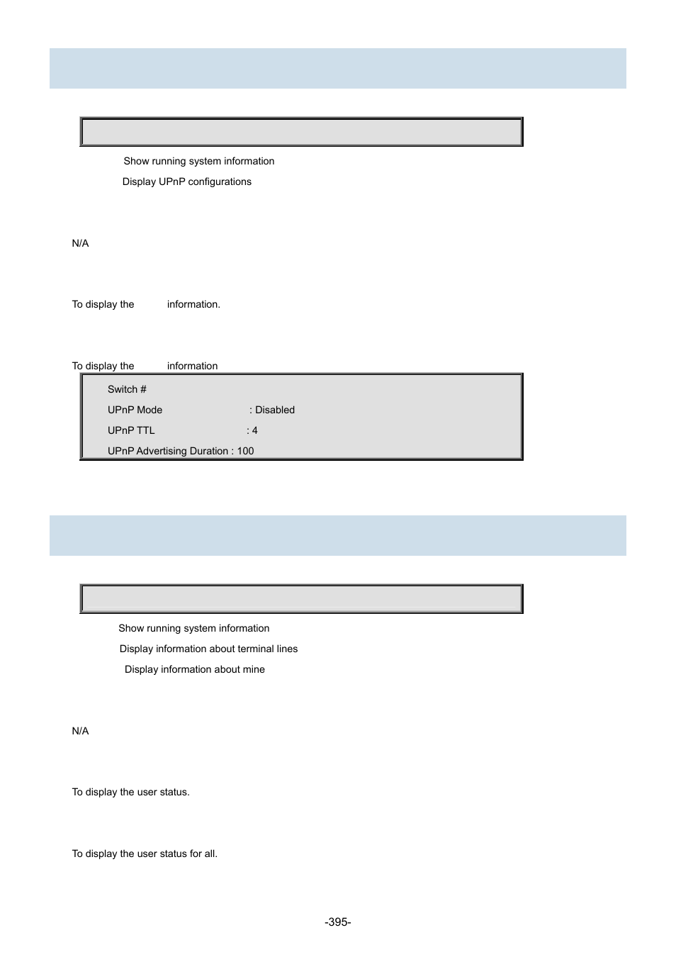 93 show upnp, 94 show users | Interlogix NS3702-24P-4S Command Line Guide User Manual | Page 395 / 405