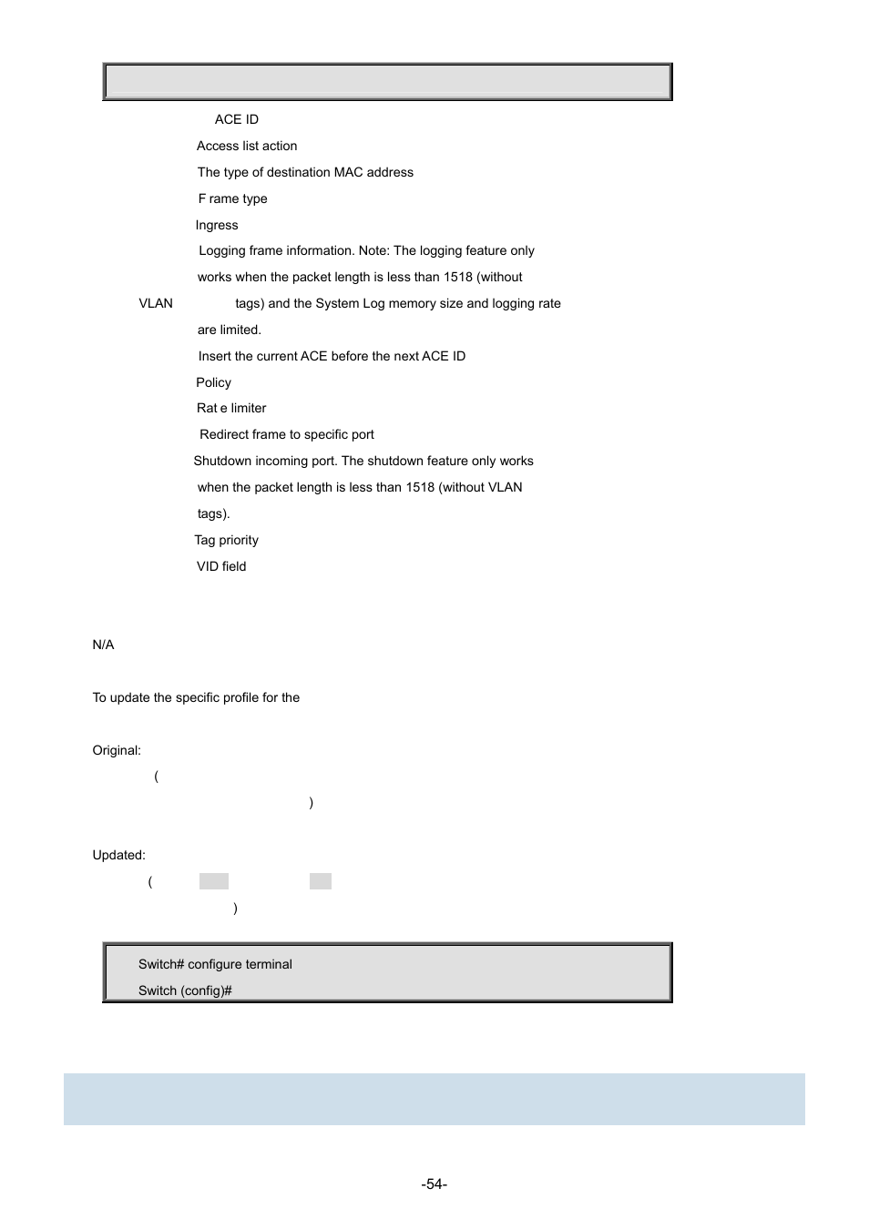 16 access-list rate-limiter | Interlogix NS3702-24P-4S Command Line Guide User Manual | Page 54 / 405