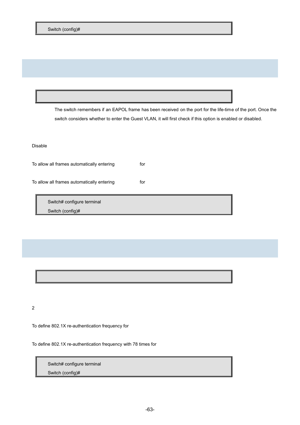 31 dot1x guest-vlan supplicant, 32 dot1x max-reauth-req | Interlogix NS3702-24P-4S Command Line Guide User Manual | Page 63 / 405