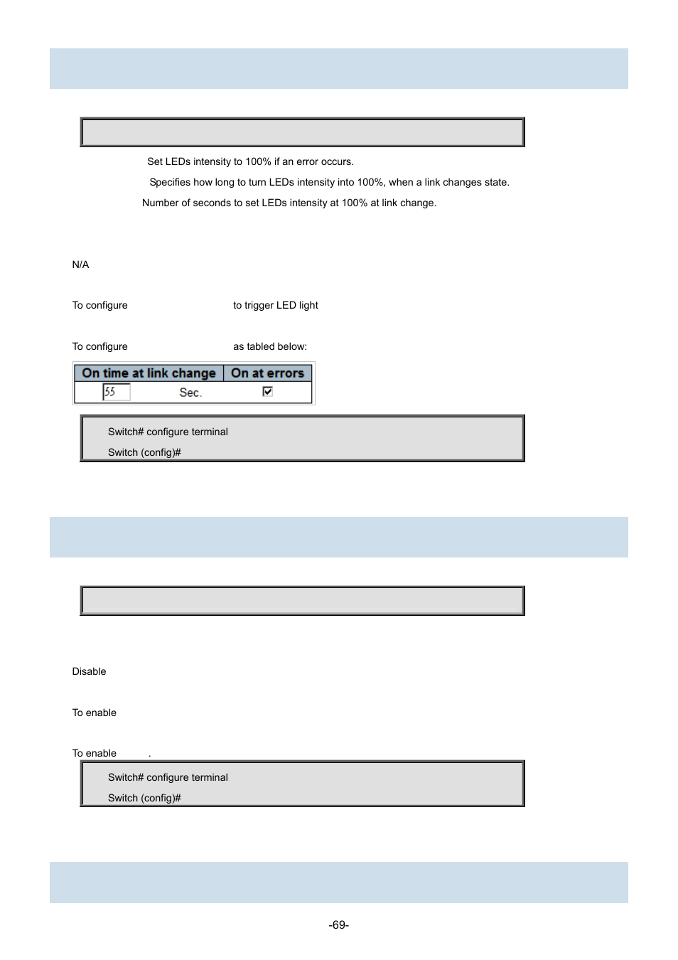 42 green-ethernet led on-event, 43 gvrp, 44 gvrp max-vlans | Interlogix NS3702-24P-4S Command Line Guide User Manual | Page 69 / 405