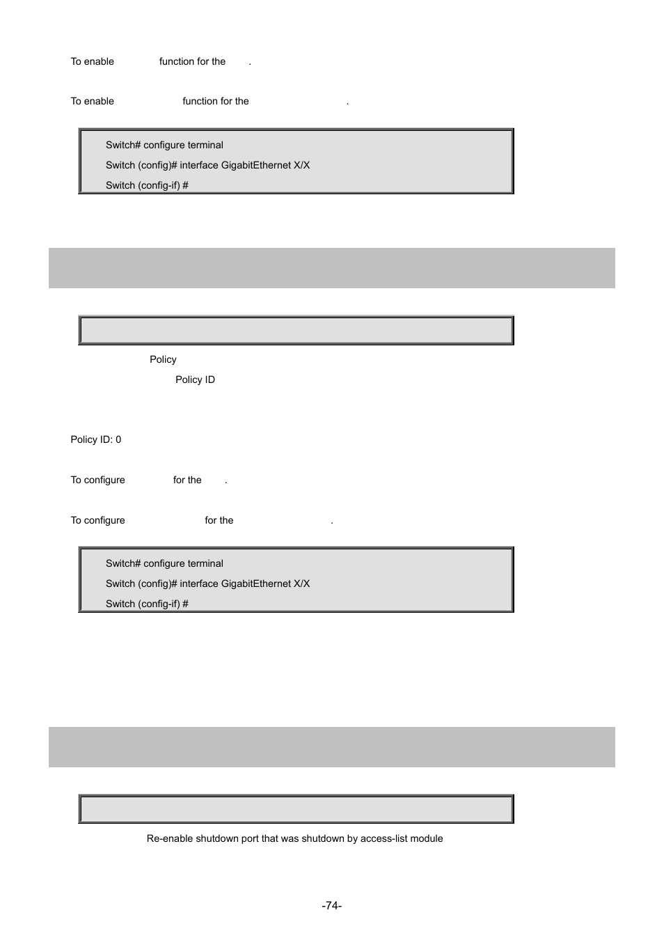4 access-list policy, 5 access-list port-state | Interlogix NS3702-24P-4S Command Line Guide User Manual | Page 74 / 405