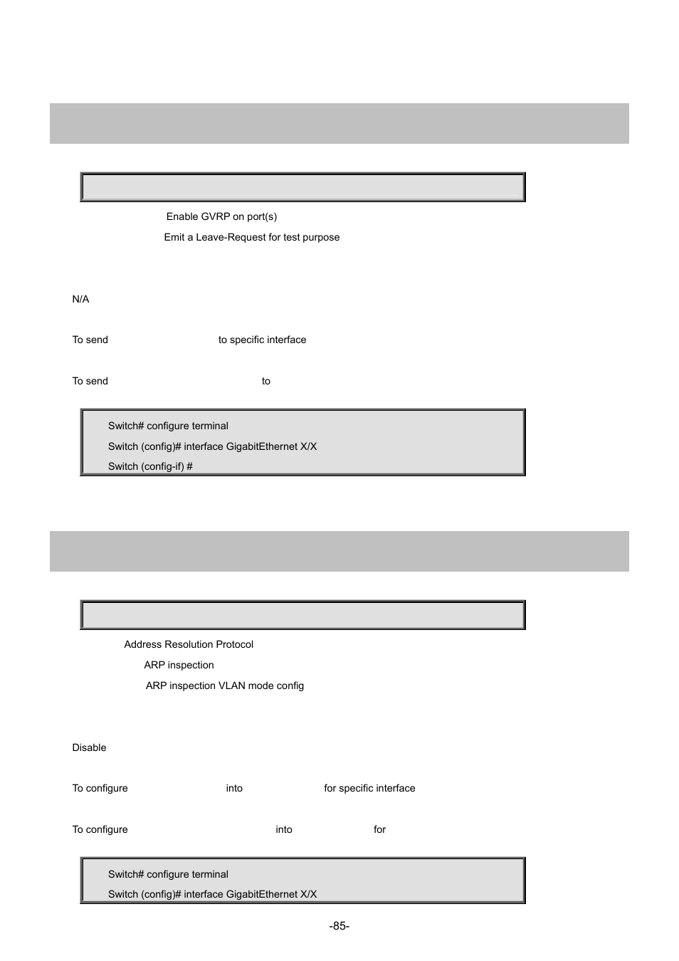25 gvrp leave-request vlan(gg), 26 ip arp inspection check-vlan | Interlogix NS3702-24P-4S Command Line Guide User Manual | Page 85 / 405