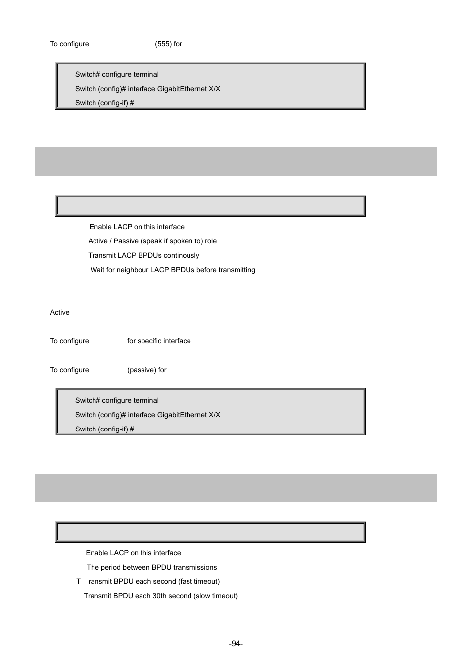 43 lacp role, 44 lacp timeout | Interlogix NS3702-24P-4S Command Line Guide User Manual | Page 94 / 405