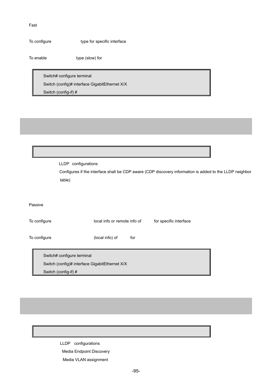 45 lldp cdp-aware, 46 lldp med media-vlan policy-list | Interlogix NS3702-24P-4S Command Line Guide User Manual | Page 95 / 405