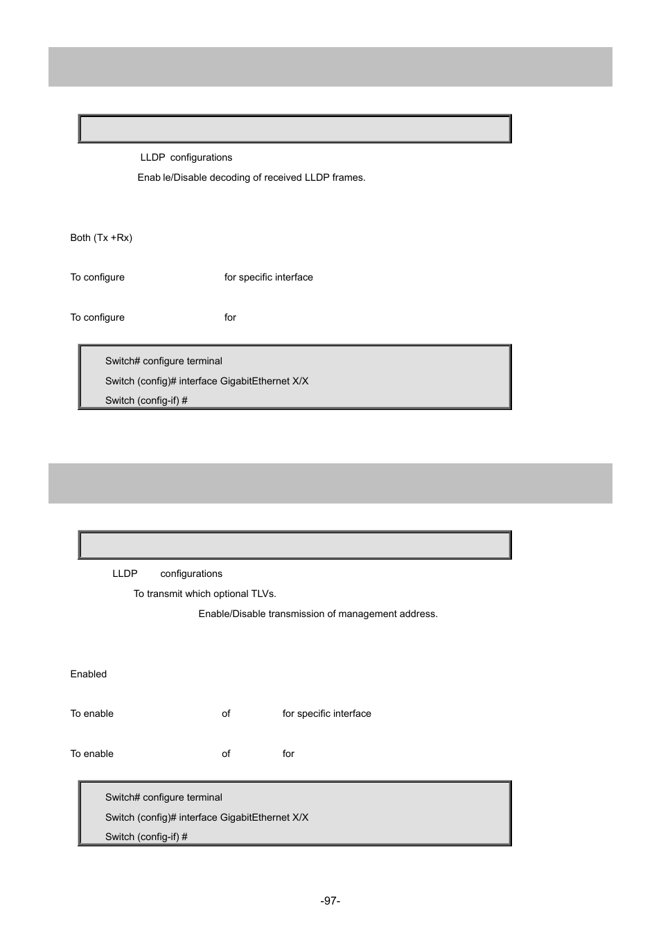 48 lldp receive, 49 lldp tlv-select management-address | Interlogix NS3702-24P-4S Command Line Guide User Manual | Page 97 / 405