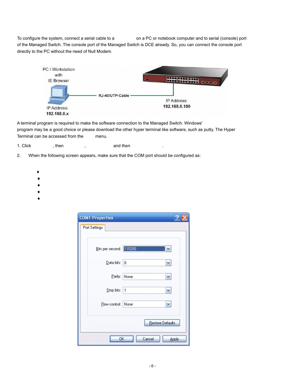 Terminal setup | Interlogix NS3702-24P-4S Quick Start User Manual | Page 6 / 13