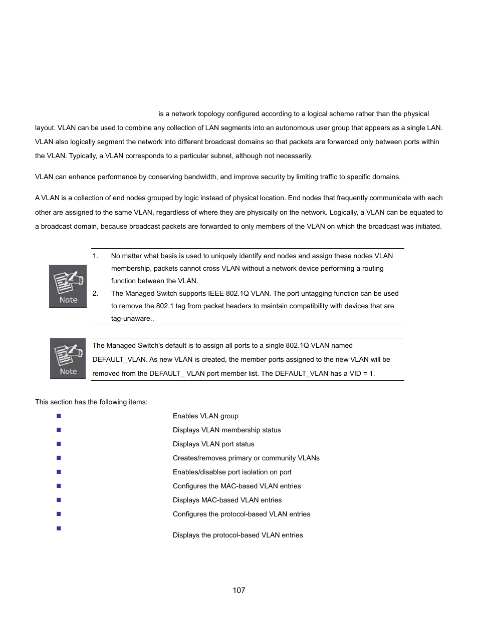 6 vlan, 1 vlan overview | Interlogix NS3702-24P-4S User Manual User Manual | Page 107 / 405