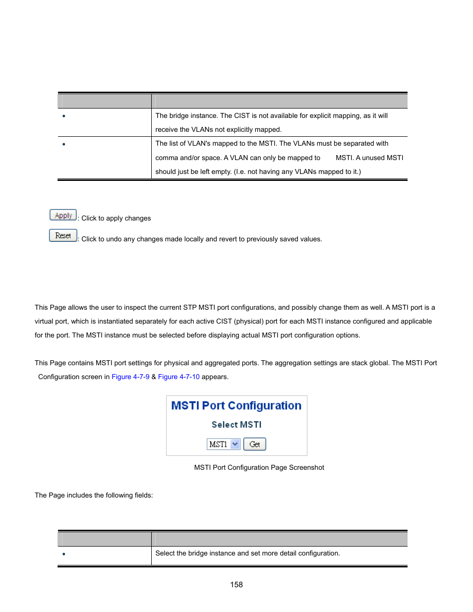 7 msti ports configuration | Interlogix NS3702-24P-4S User Manual User Manual | Page 158 / 405