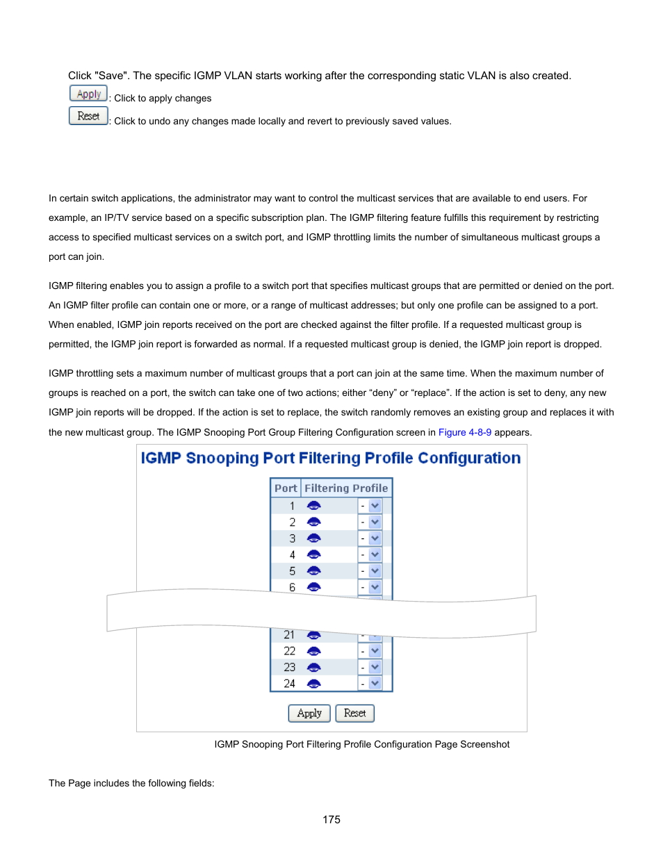 6 igmp snooping port group filtering | Interlogix NS3702-24P-4S User Manual User Manual | Page 175 / 405