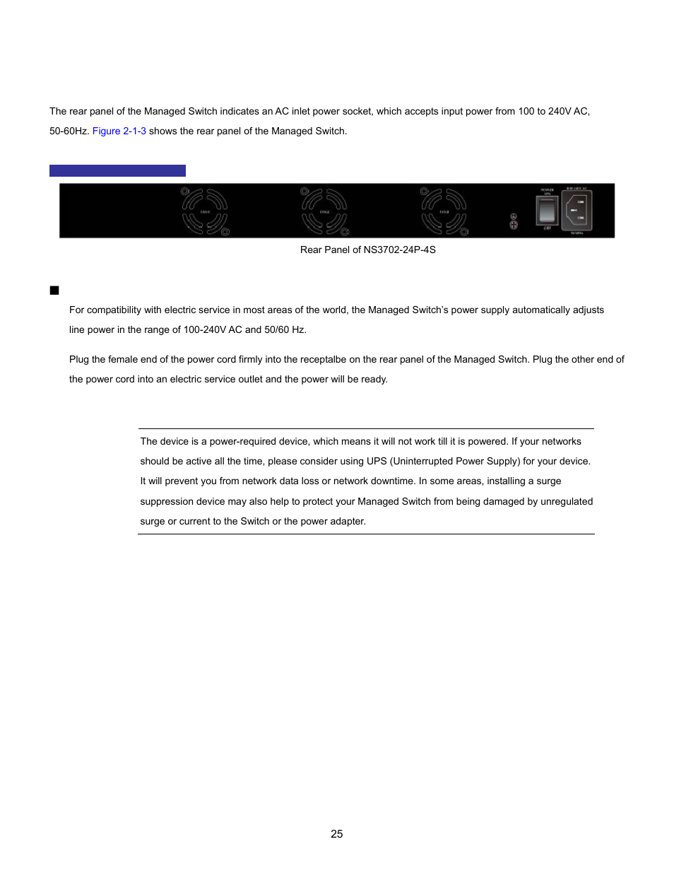 3 switch rear panel | Interlogix NS3702-24P-4S User Manual User Manual | Page 25 / 405