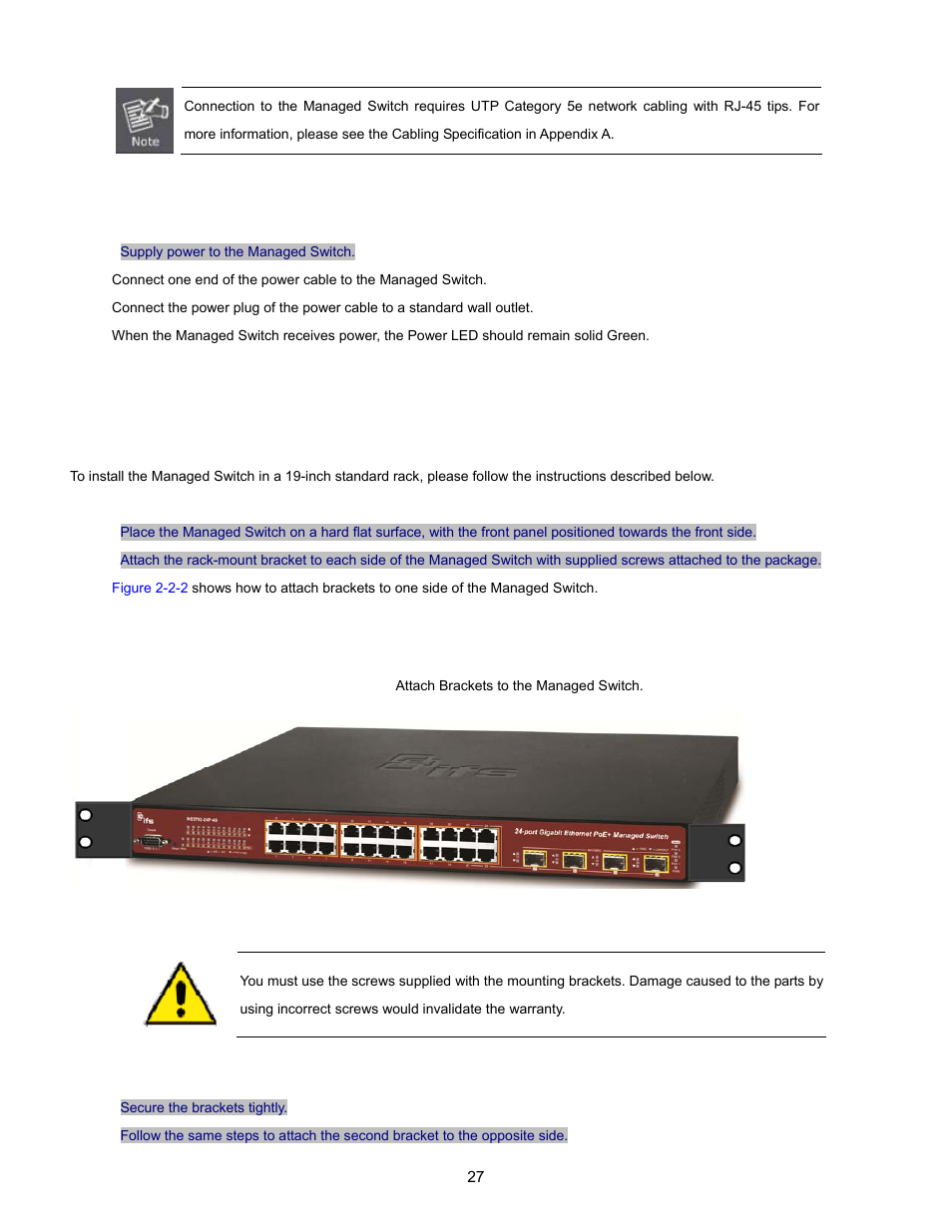 2 rack mounting | Interlogix NS3702-24P-4S User Manual User Manual | Page 27 / 405