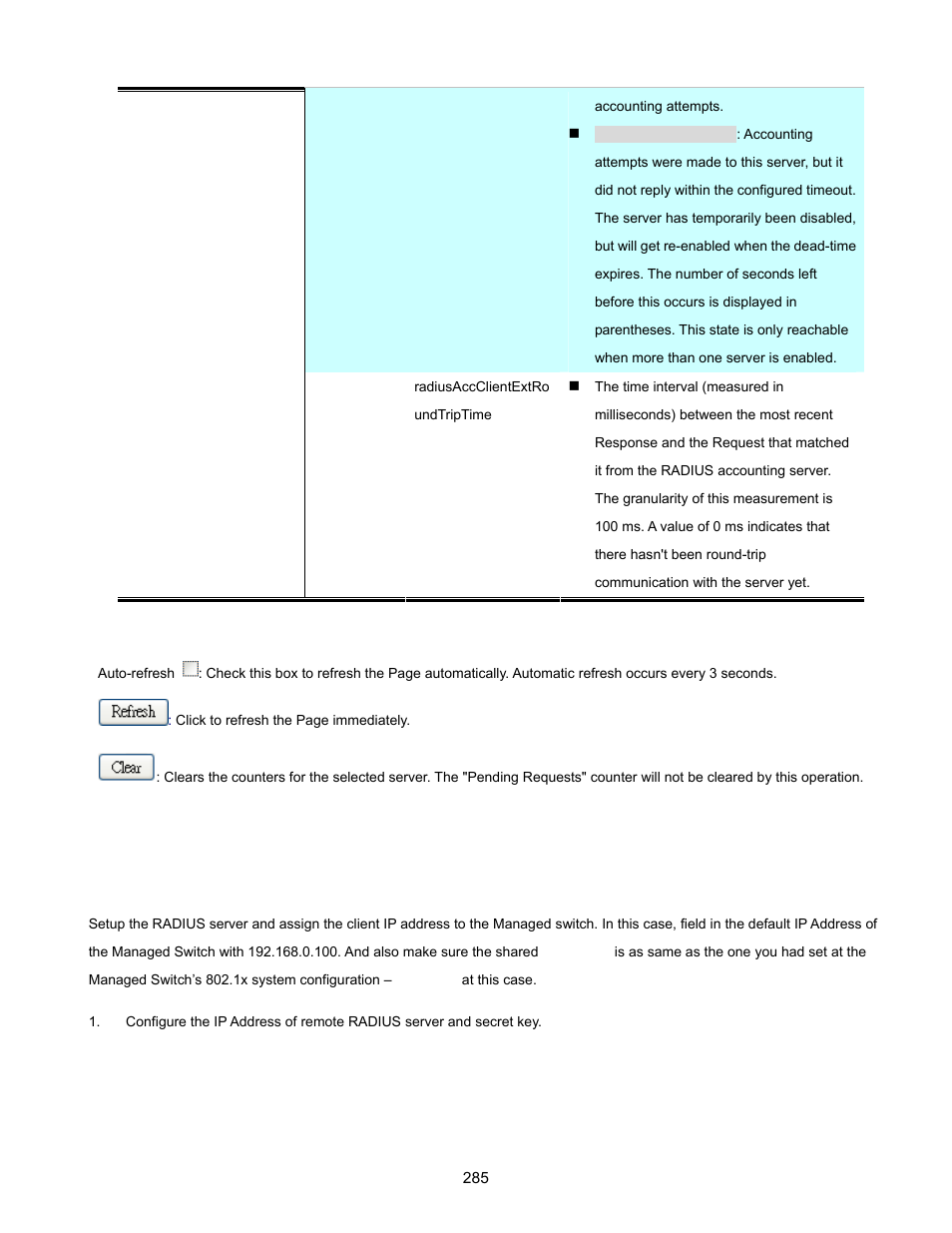 10 windows platform radius server configuration | Interlogix NS3702-24P-4S User Manual User Manual | Page 285 / 405