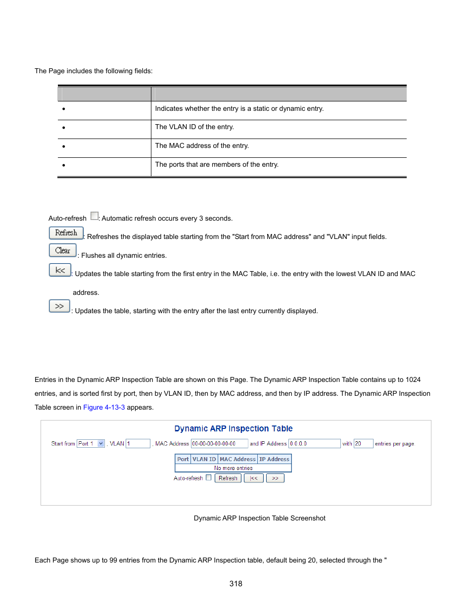 3 dynamic arp inspection table | Interlogix NS3702-24P-4S User Manual User Manual | Page 318 / 405