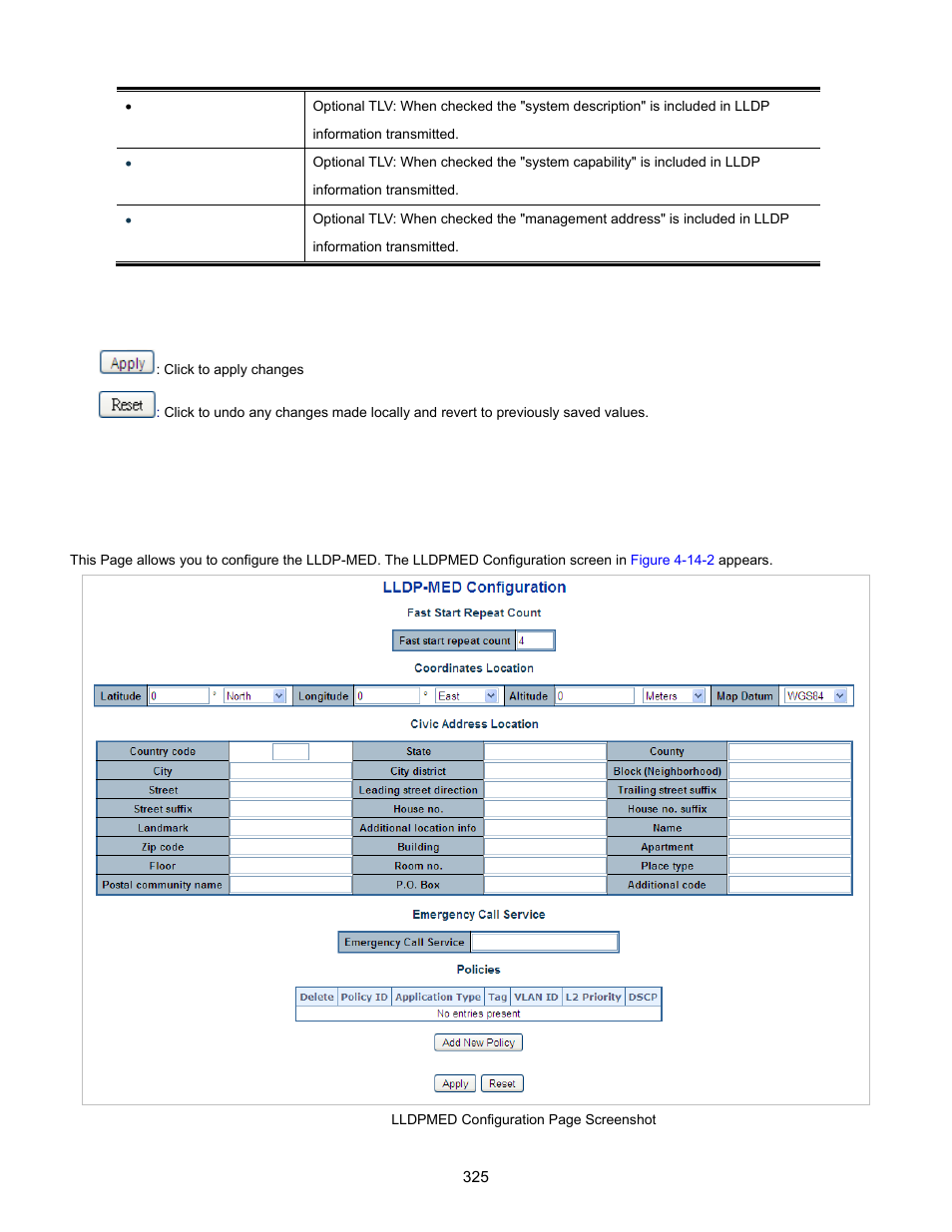 3 lldp med configuration | Interlogix NS3702-24P-4S User Manual User Manual | Page 325 / 405