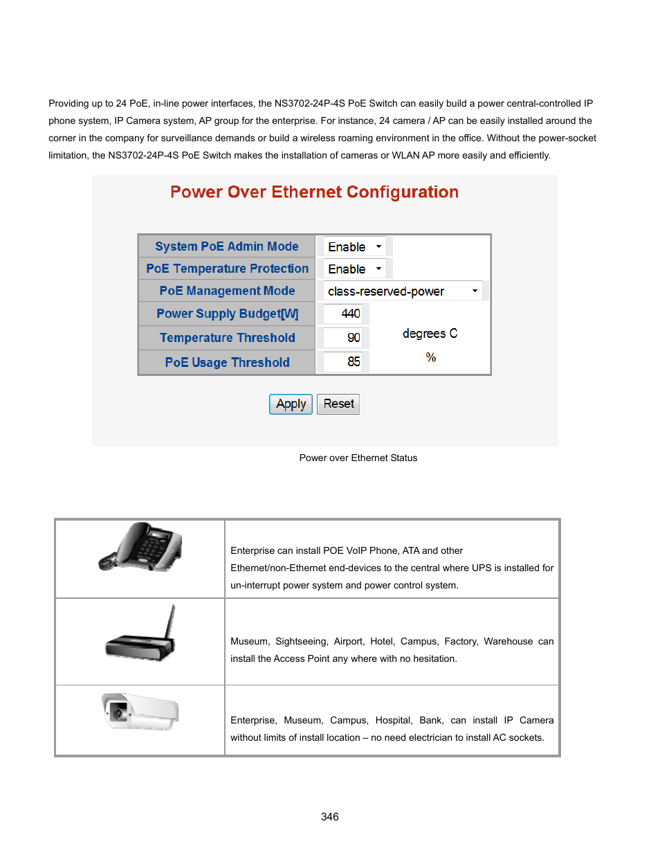 16 power over ethernet, 1 power over ethernet powered device | Interlogix NS3702-24P-4S User Manual User Manual | Page 346 / 405