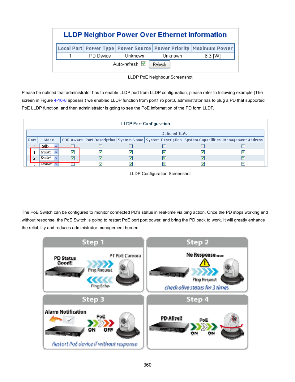 9 poe alive check configuration | Interlogix NS3702-24P-4S User Manual User Manual | Page 360 / 405