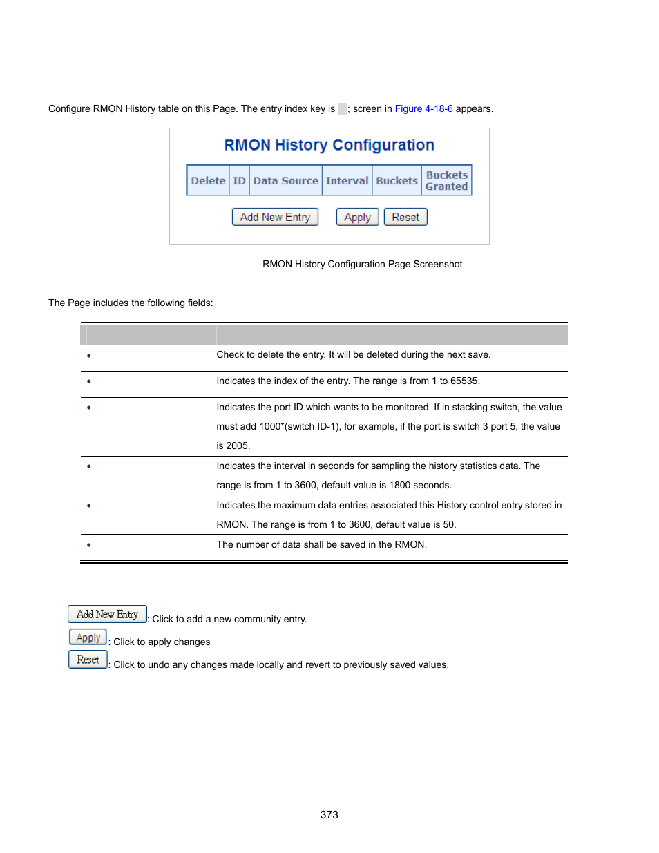 5 rmon history configuration | Interlogix NS3702-24P-4S User Manual User Manual | Page 373 / 405