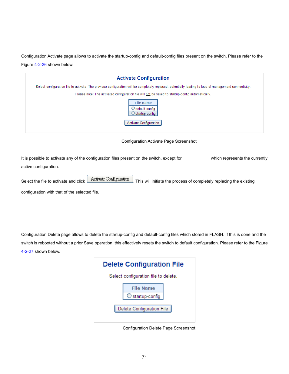 21 configuration activate, 22 configuration delete | Interlogix NS3702-24P-4S User Manual User Manual | Page 71 / 405