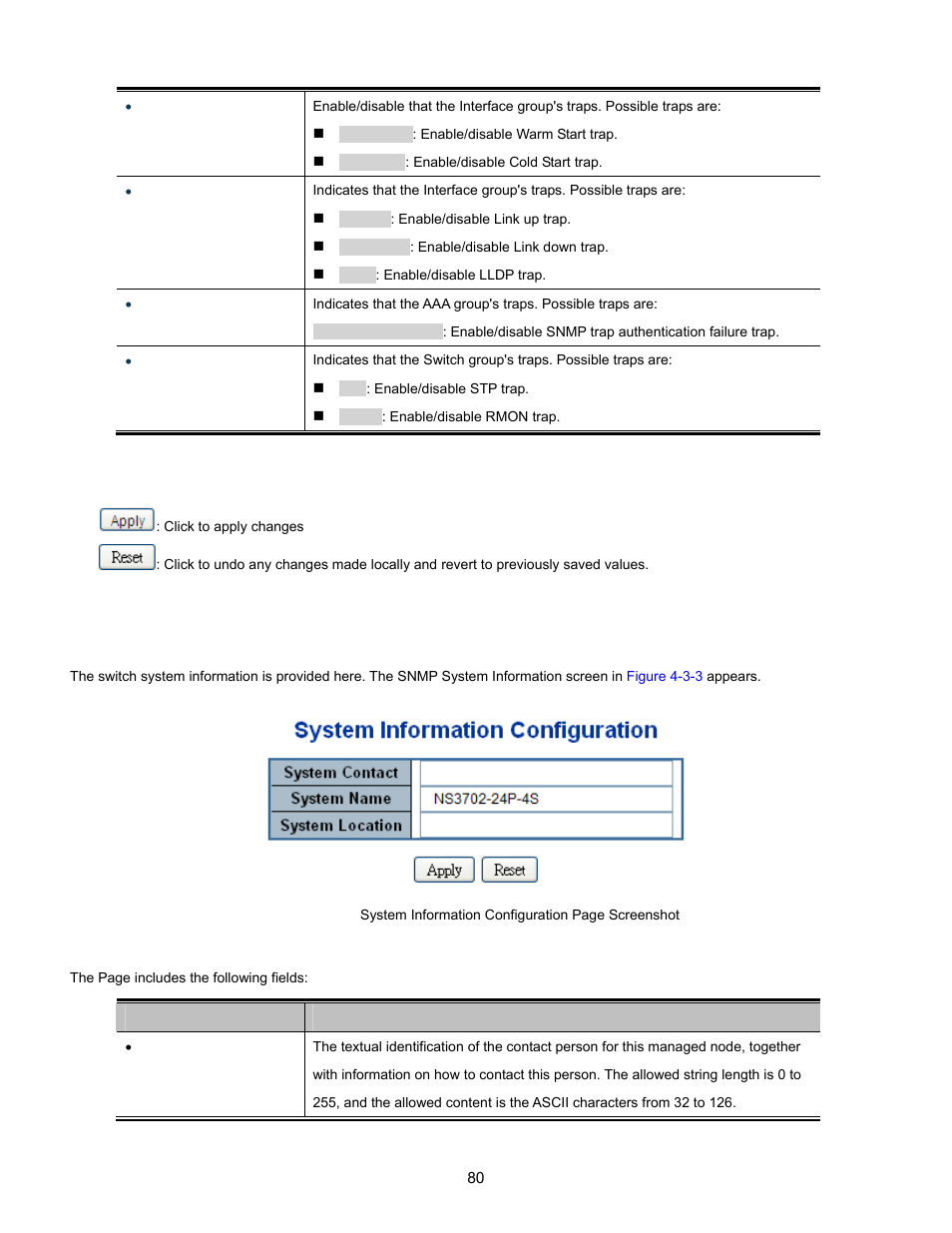 4 snmp system information | Interlogix NS3702-24P-4S User Manual User Manual | Page 80 / 405