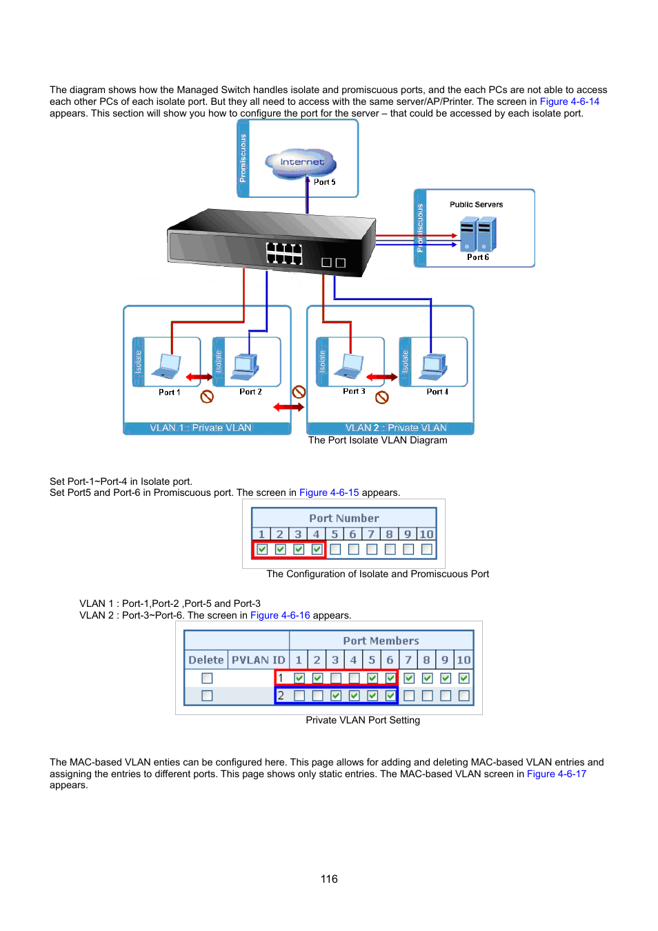 3 port isolate, 11 mac-based vlan | Interlogix NS3550-8T-2S User Manual User Manual | Page 116 / 495