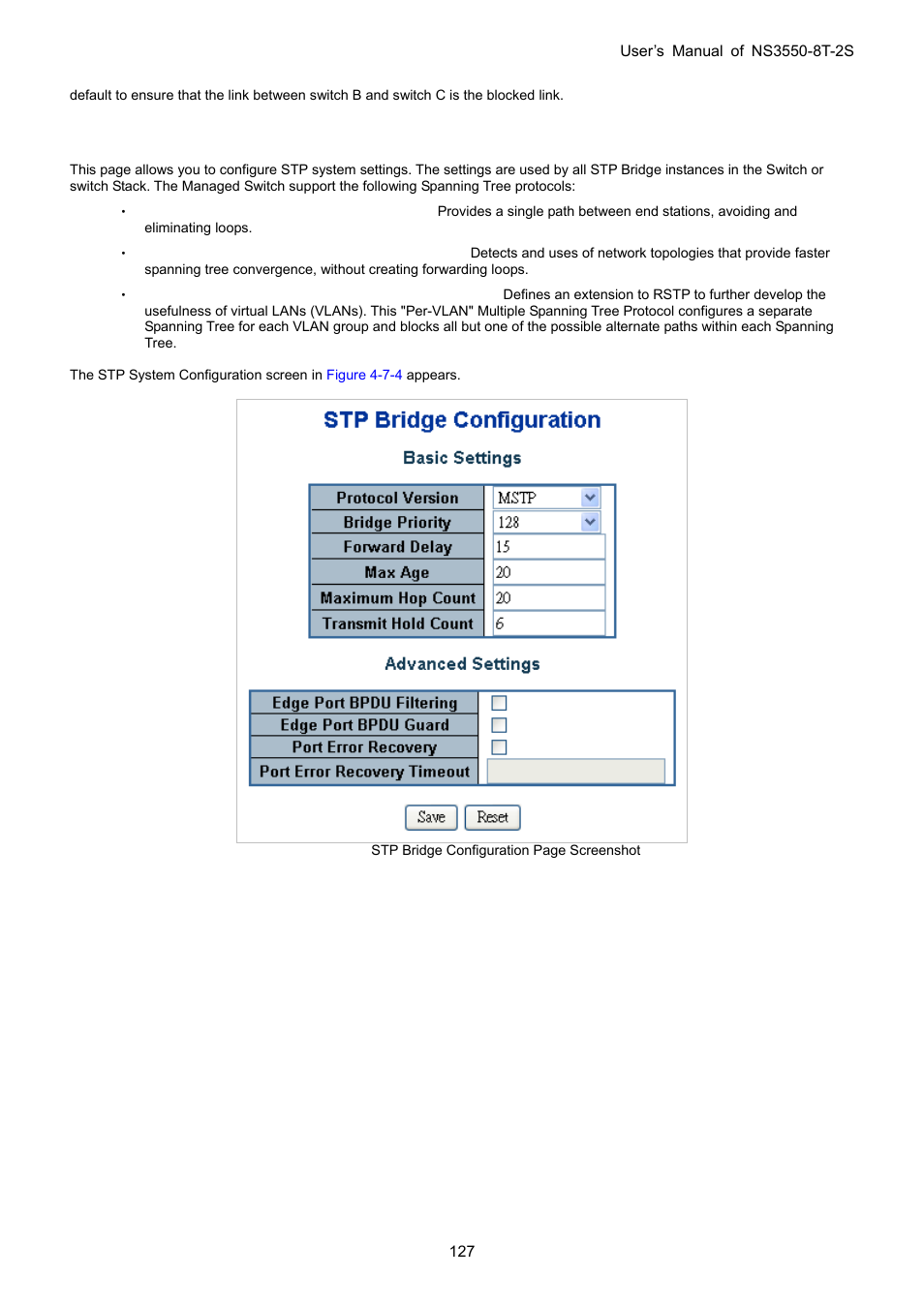 2 stp system configuration | Interlogix NS3550-8T-2S User Manual User Manual | Page 127 / 495