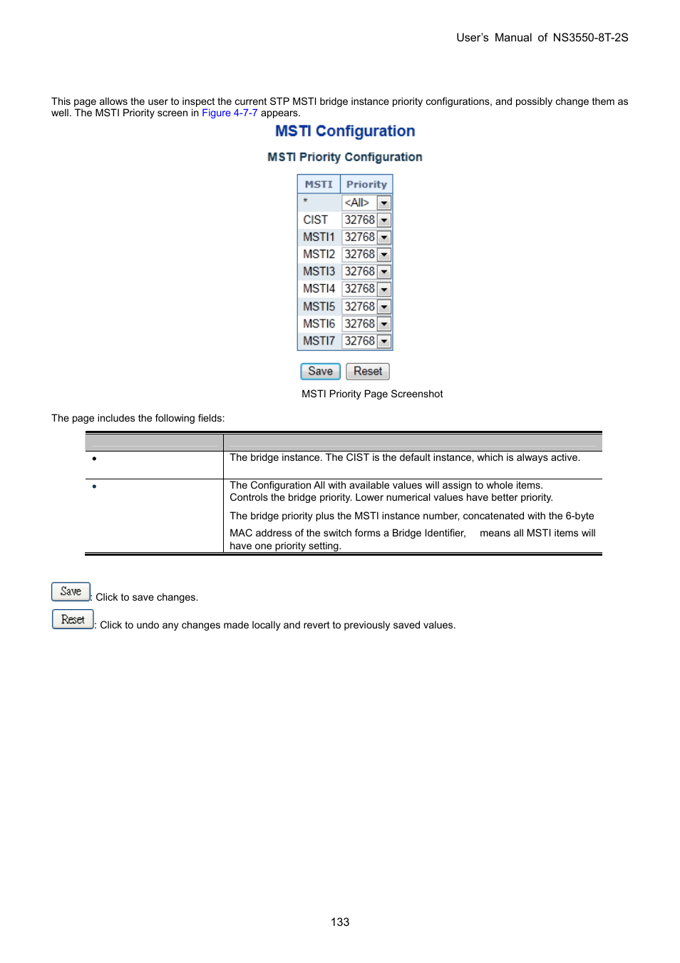 5 msti priorities | Interlogix NS3550-8T-2S User Manual User Manual | Page 133 / 495