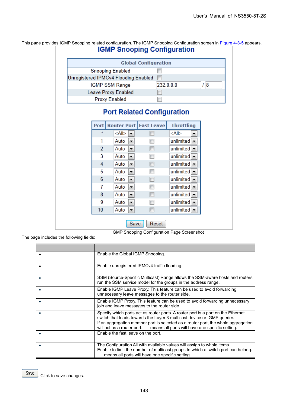 2 igmp snooping configuration | Interlogix NS3550-8T-2S User Manual User Manual | Page 143 / 495