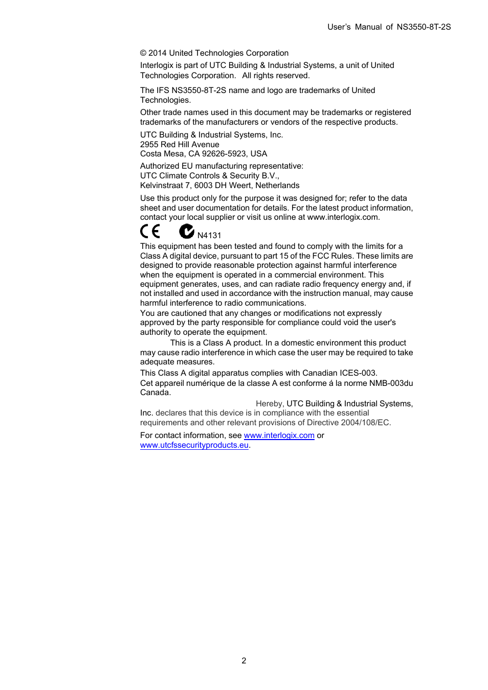 Interlogix NS3550-8T-2S User Manual User Manual | Page 2 / 495