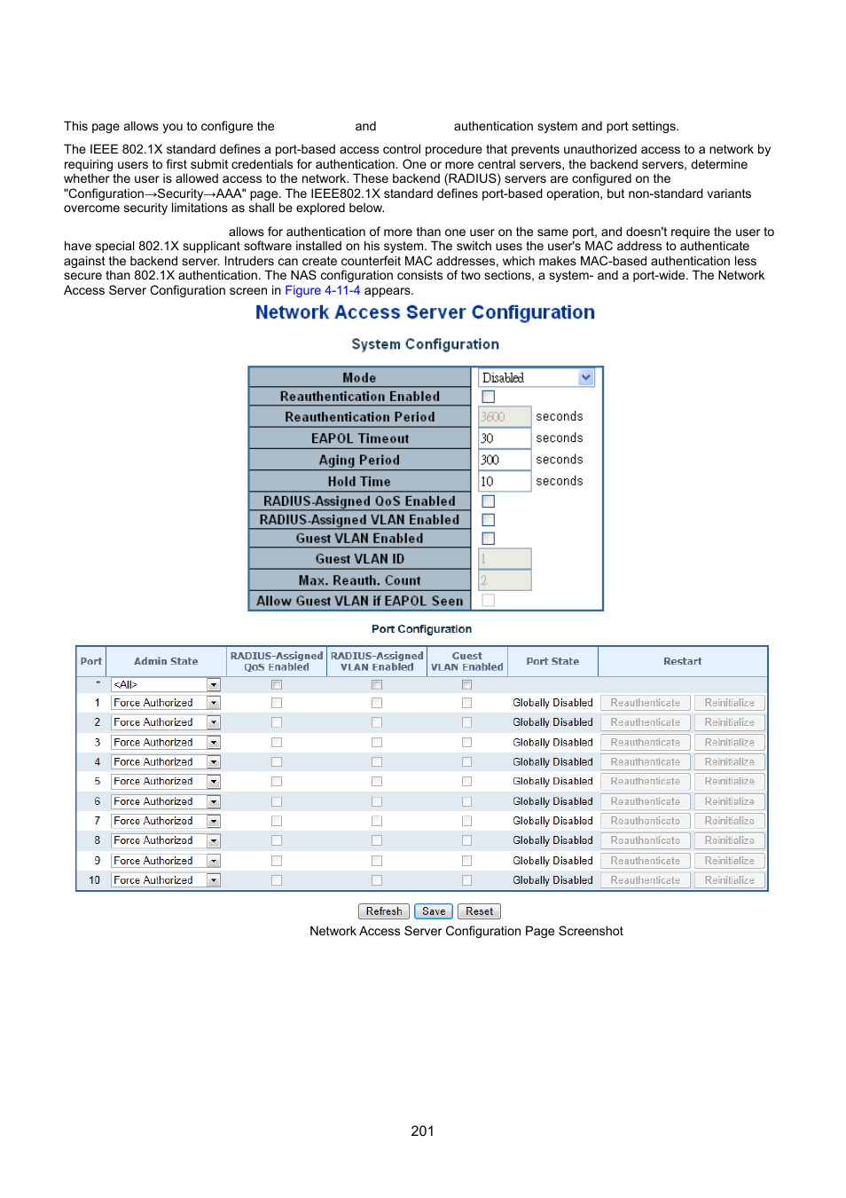 3 network access server configuration | Interlogix NS3550-8T-2S User Manual User Manual | Page 201 / 495