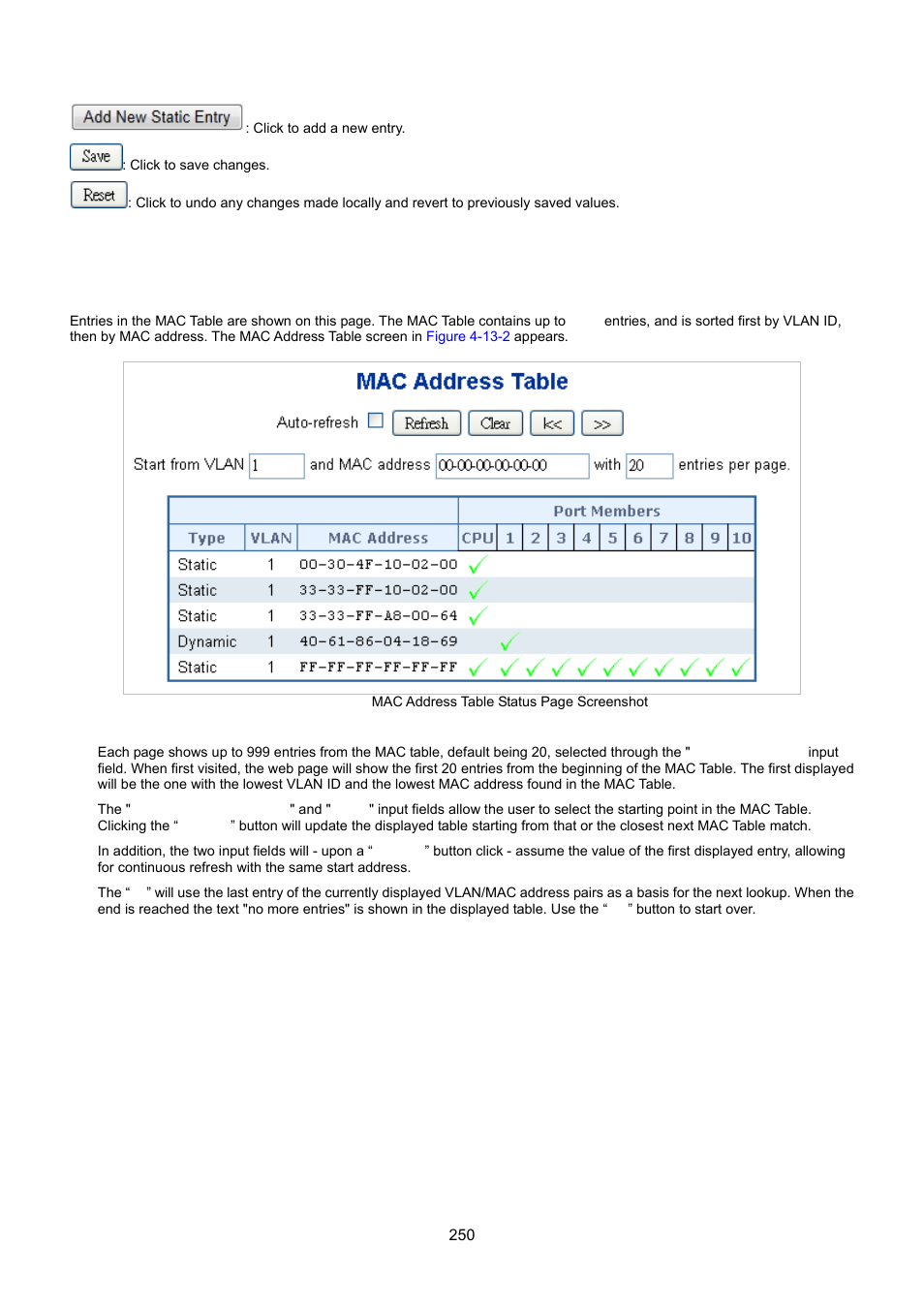 2 mac address table status | Interlogix NS3550-8T-2S User Manual User Manual | Page 250 / 495