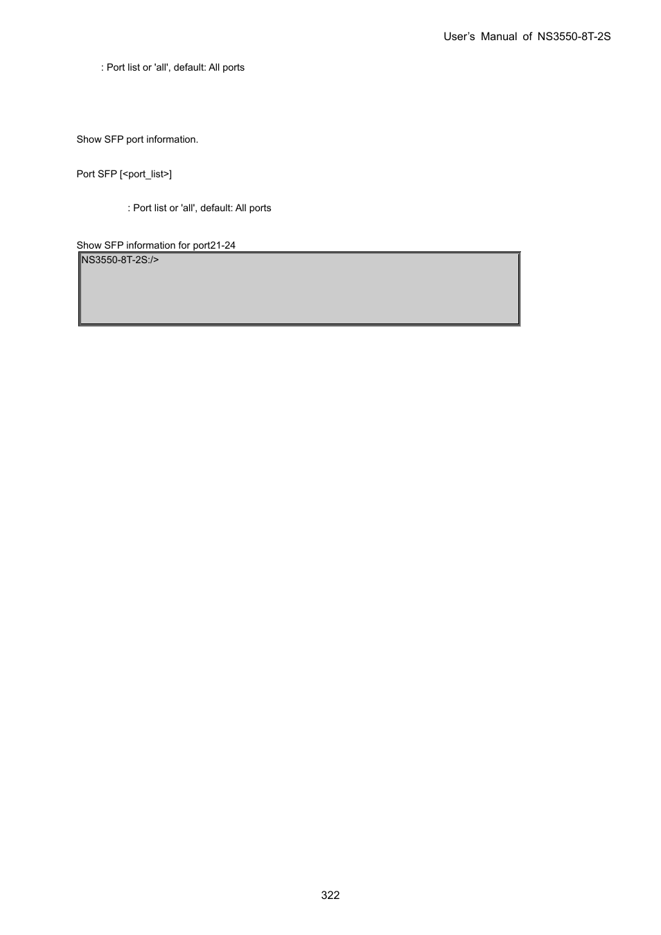 Port sfp | Interlogix NS3550-8T-2S User Manual User Manual | Page 322 / 495