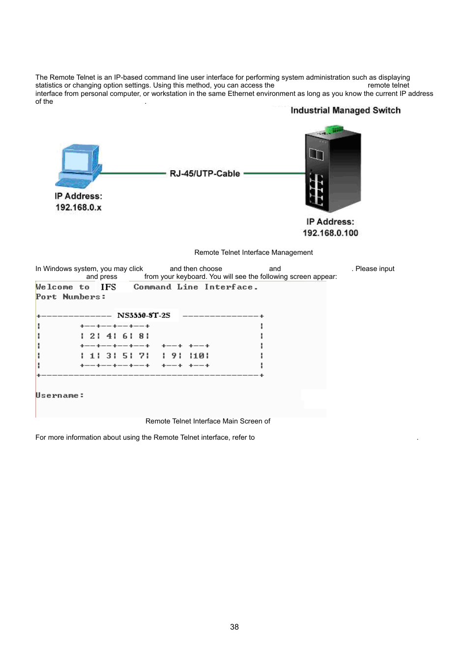 3 remote telnet | Interlogix NS3550-8T-2S User Manual User Manual | Page 38 / 495