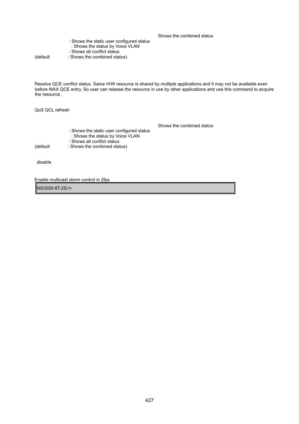 Qos qcl refresh | Interlogix NS3550-8T-2S User Manual User Manual | Page 427 / 495