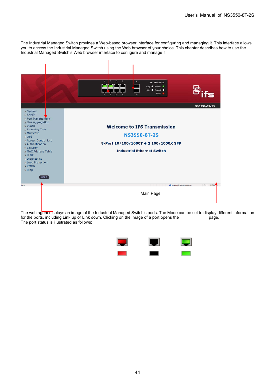 1 main web page | Interlogix NS3550-8T-2S User Manual User Manual | Page 44 / 495