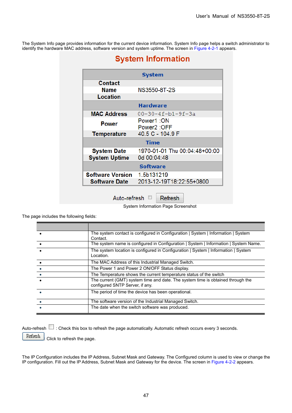 1 system information, 2 ip configuration | Interlogix NS3550-8T-2S User Manual User Manual | Page 47 / 495