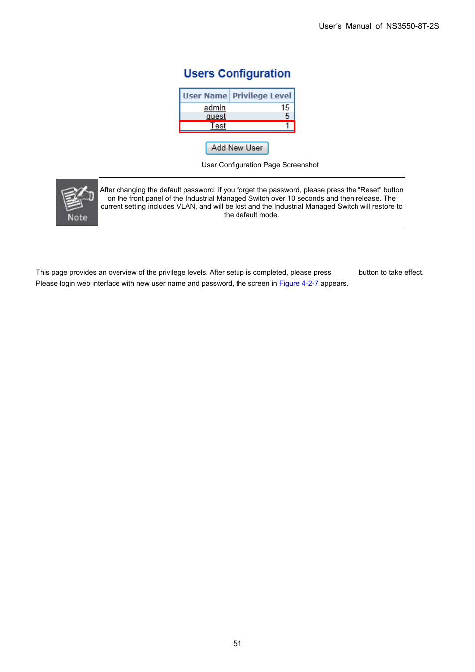 5 privilege levels | Interlogix NS3550-8T-2S User Manual User Manual | Page 51 / 495