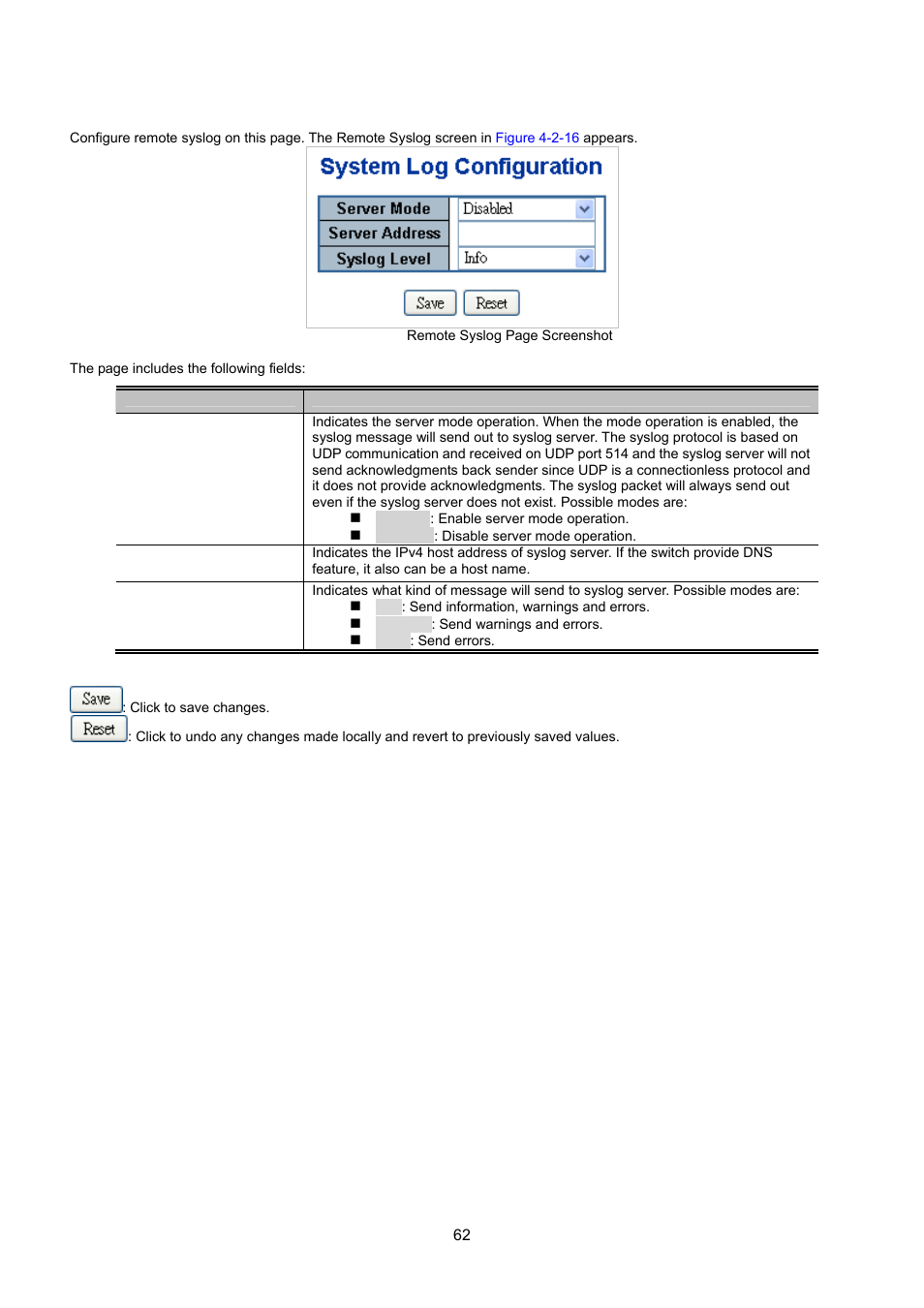 13 remote syslog | Interlogix NS3550-8T-2S User Manual User Manual | Page 62 / 495