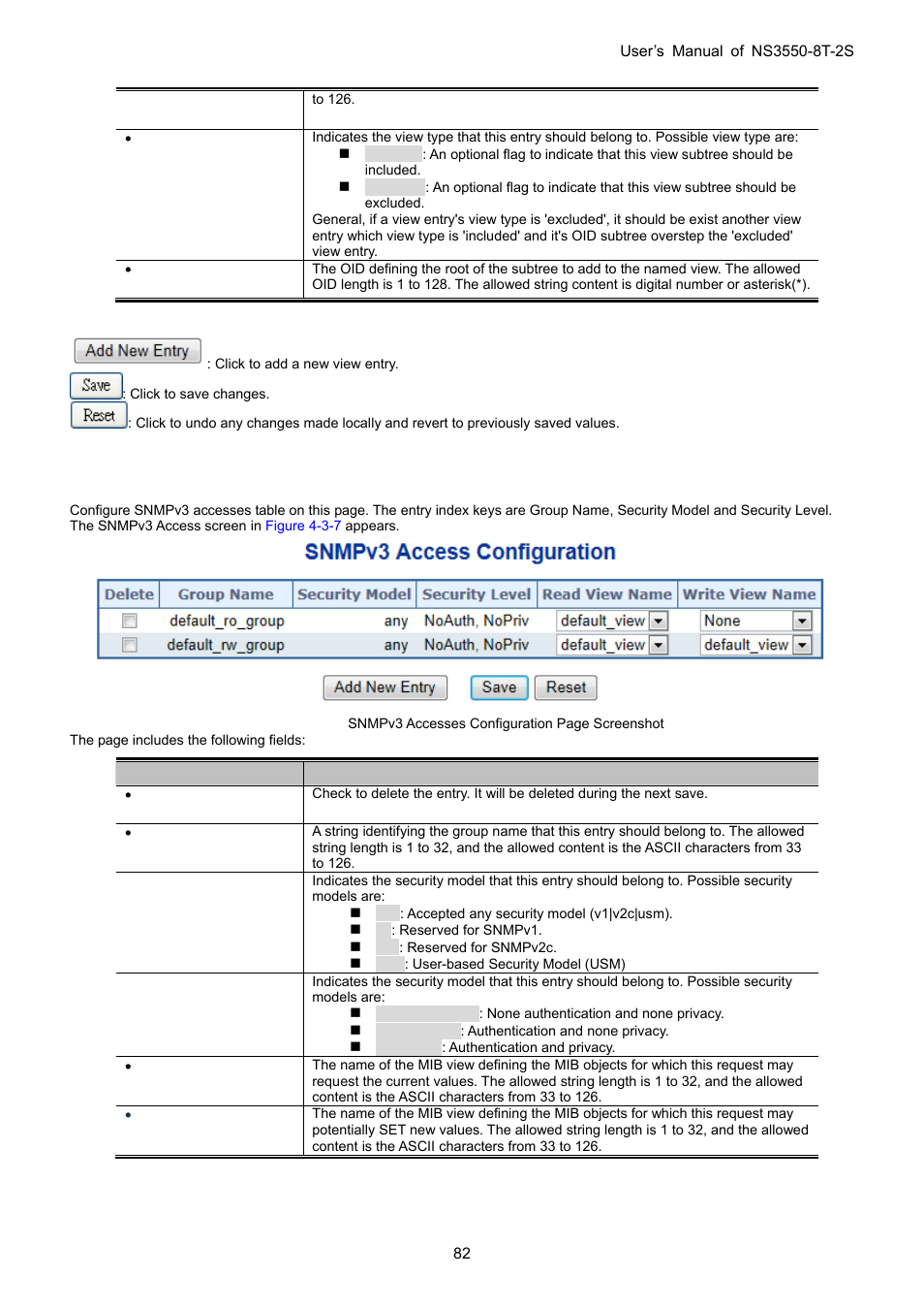 5 snmpv3 access | Interlogix NS3550-8T-2S User Manual User Manual | Page 82 / 495