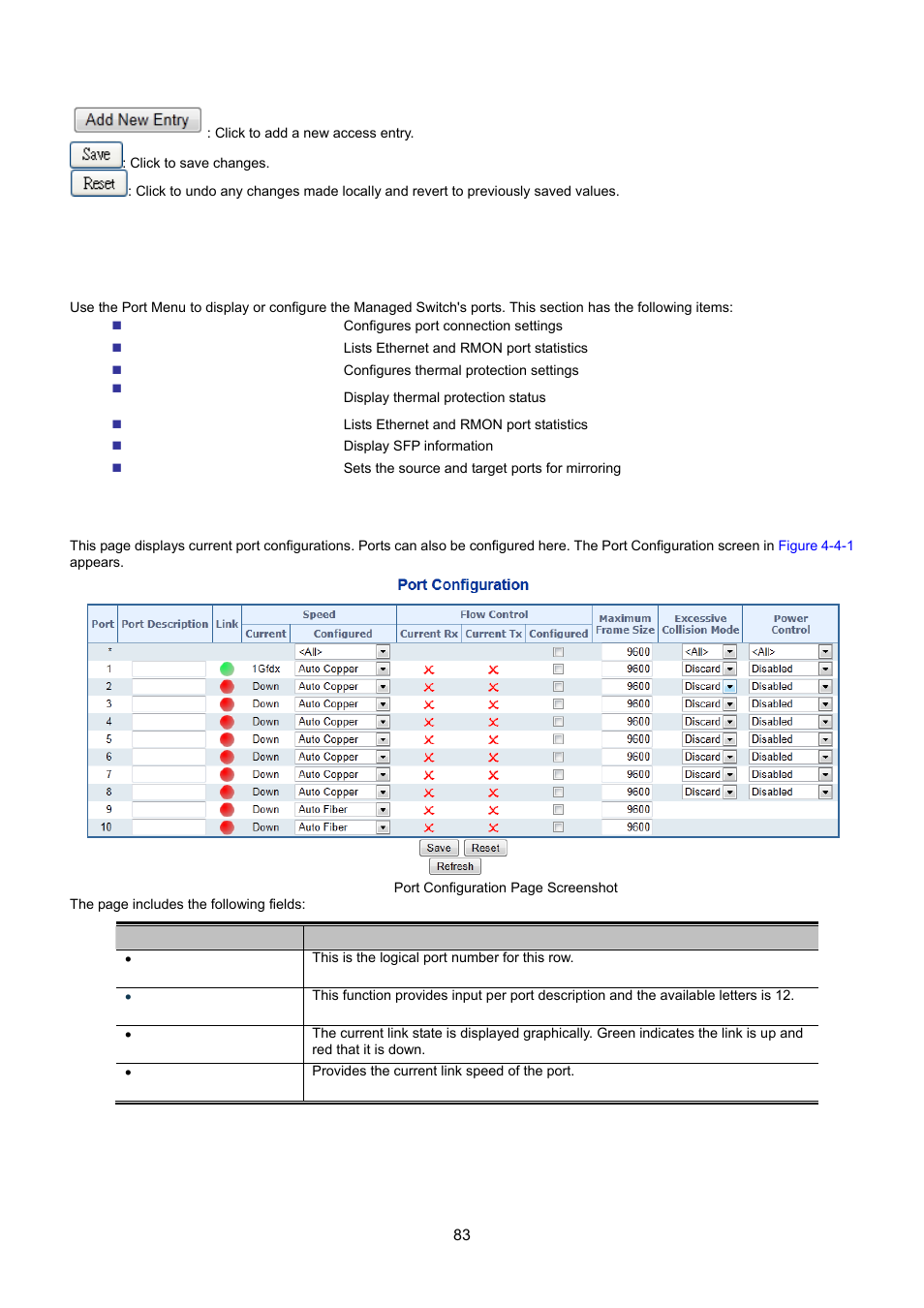 4 port management, 1 port configuration | Interlogix NS3550-8T-2S User Manual User Manual | Page 83 / 495